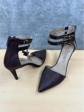 Sole Society Black Pointed Toe Heels with Double Ankle Straps